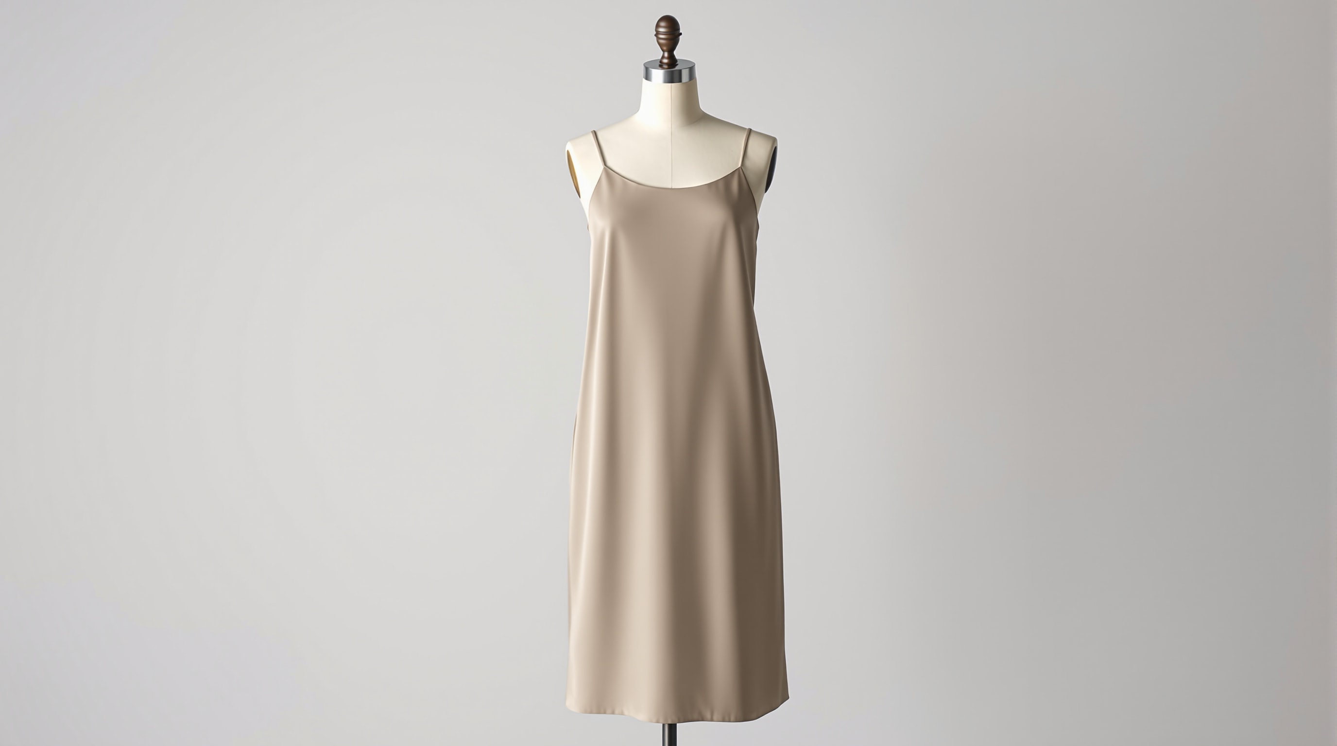 A 1990s oyster matte silk crepe slip dress with a plain bias-cut column