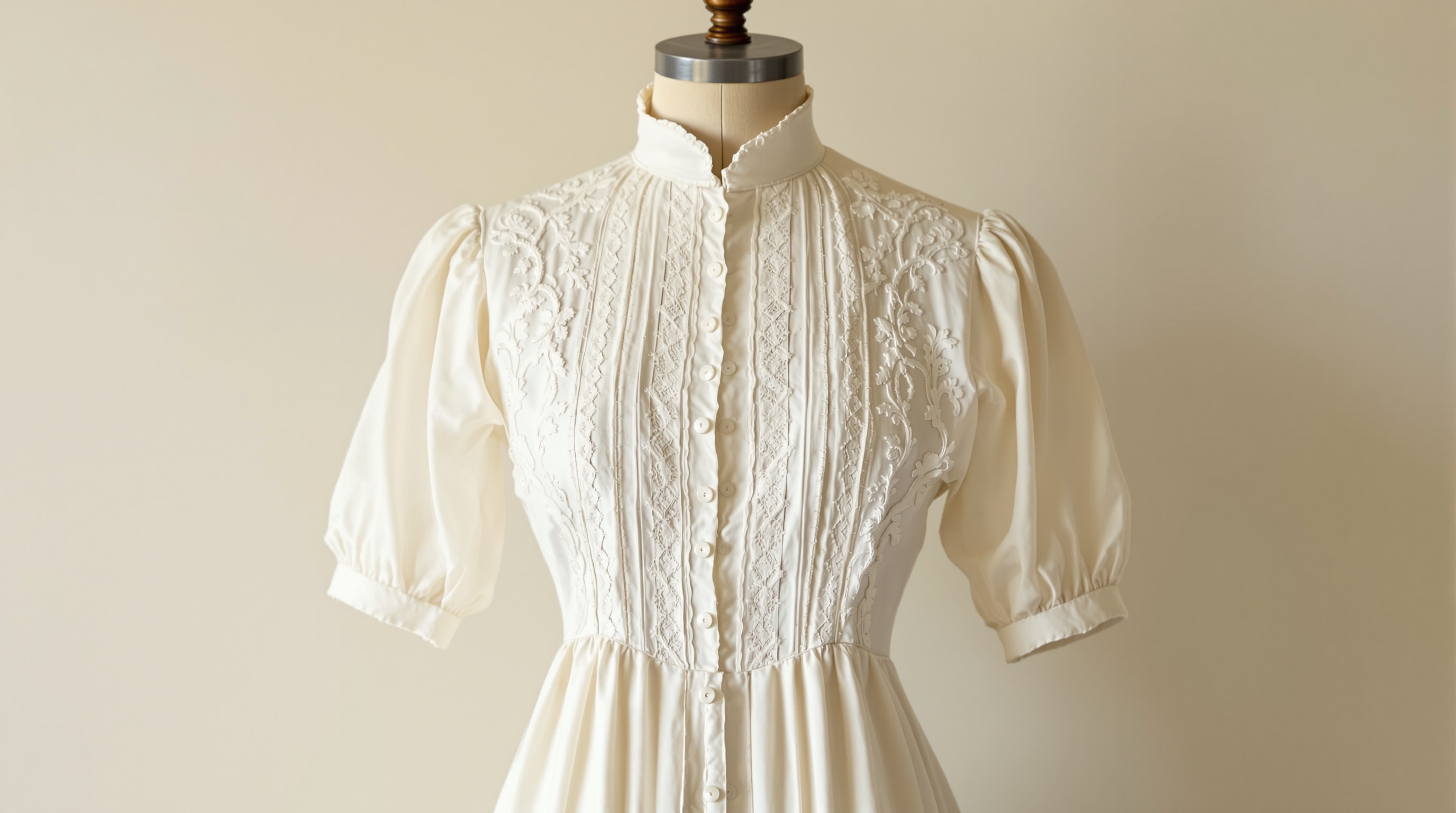 An Edwardian white cotton dress with pintucking and insertion lace